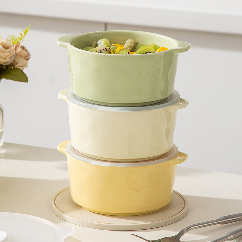 Keramička posuda za očuvanje svježine s poklopcem, mikrovalno pogodna, kapacitet 301–500 ml