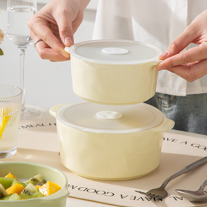 Keramička posuda za očuvanje svježine s poklopcem, mikrovalno pogodna, kapacitet 301–500 ml