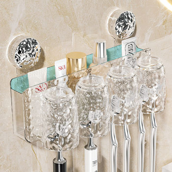 Držač za četkice za zube na zidu s usisnom čašom, PET materijal, 32 komada u kutiji