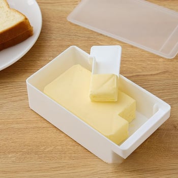 Кутия за нарязване и съхранение на масло с капак, японски стил, метална конструкция, с нож за масло (Метал; Японски стил; Нож за масло)