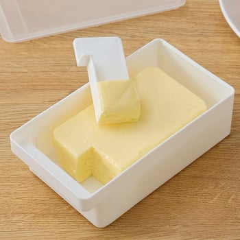 Кутия за нарязване и съхранение на масло с капак, японски стил, метална конструкция, с нож за масло (Метал; Японски стил; Нож за масло)