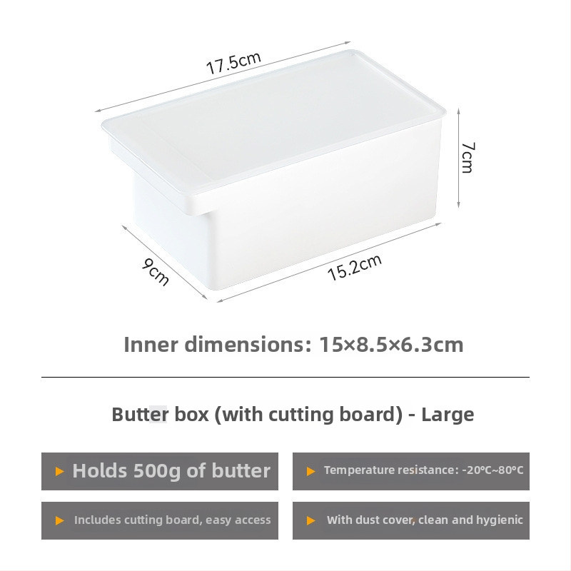 Box na krájanie a ukladanie masla s vekom, japonský štýl, kovové telo, zabudovaný krájač masla (Kov; Japonský štýl; Zabudovaný krájač masla)