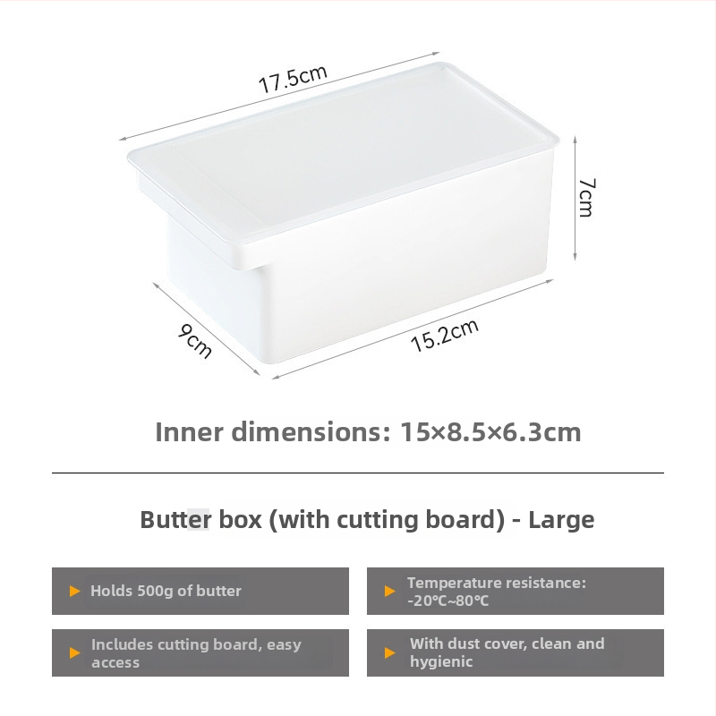 Box na krájanie a ukladanie masla s vekom, japonský štýl, kovové telo, zabudovaný krájač masla (Kov; Japonský štýl; Zabudovaný krájač masla)