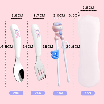 Paličice za učenje za djecu — silikon, set dječjih posuđa s žličicama i vilicama, sladak, svjež dizajn, za djecu od 6 mjeseci