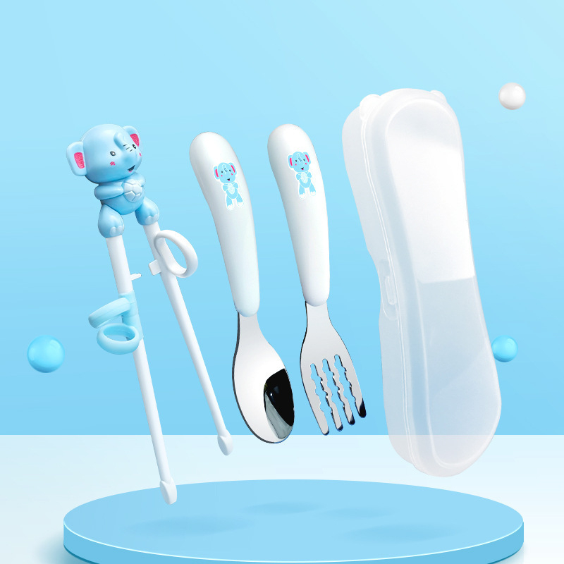 Paličice za učenje za djecu — silikon, set dječjih posuđa s žličicama i vilicama, sladak, svjež dizajn, za djecu od 6 mjeseci