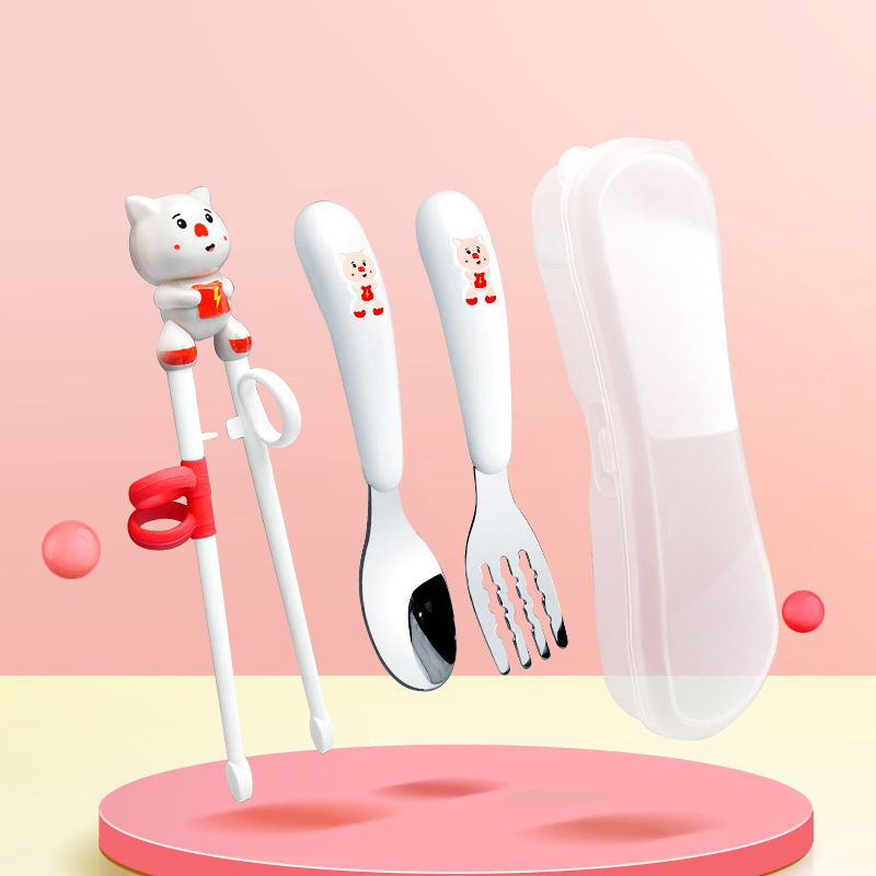 Paličice za učenje za djecu — silikon, set dječjih posuđa s žličicama i vilicama, sladak, svjež dizajn, za djecu od 6 mjeseci
