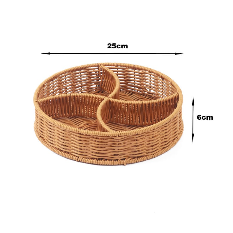 Πιατέλα φρούτων με ομοίωμα ρατάν, διαμερισμένη για φρούτα, λαχανικά και σνακ, υλικό PP, ρετρό στυλ πολυτελείας, αυτοεξυπηρέτηση