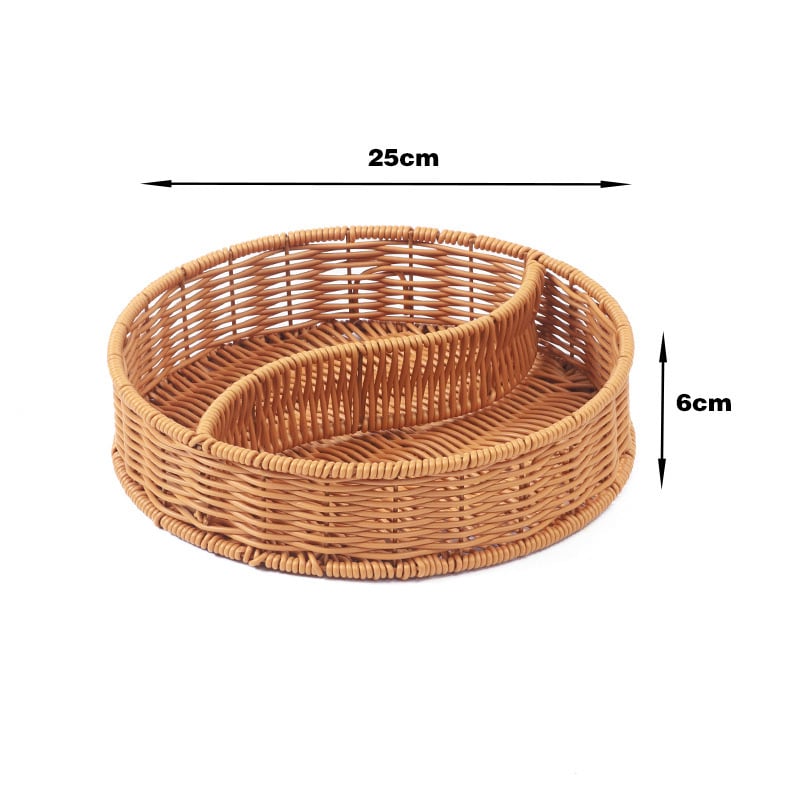 Πιατέλα φρούτων με ομοίωμα ρατάν, διαμερισμένη για φρούτα, λαχανικά και σνακ, υλικό PP, ρετρό στυλ πολυτελείας, αυτοεξυπηρέτηση