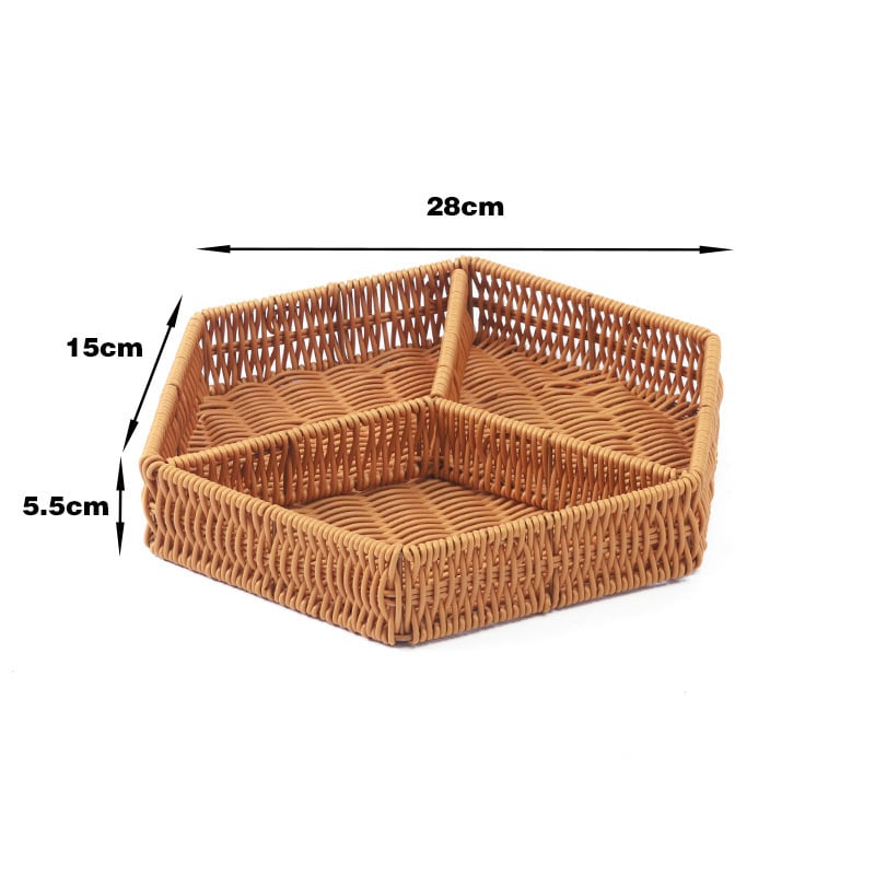 Πιατέλα φρούτων με ομοίωμα ρατάν, διαμερισμένη για φρούτα, λαχανικά και σνακ, υλικό PP, ρετρό στυλ πολυτελείας, αυτοεξυπηρέτηση