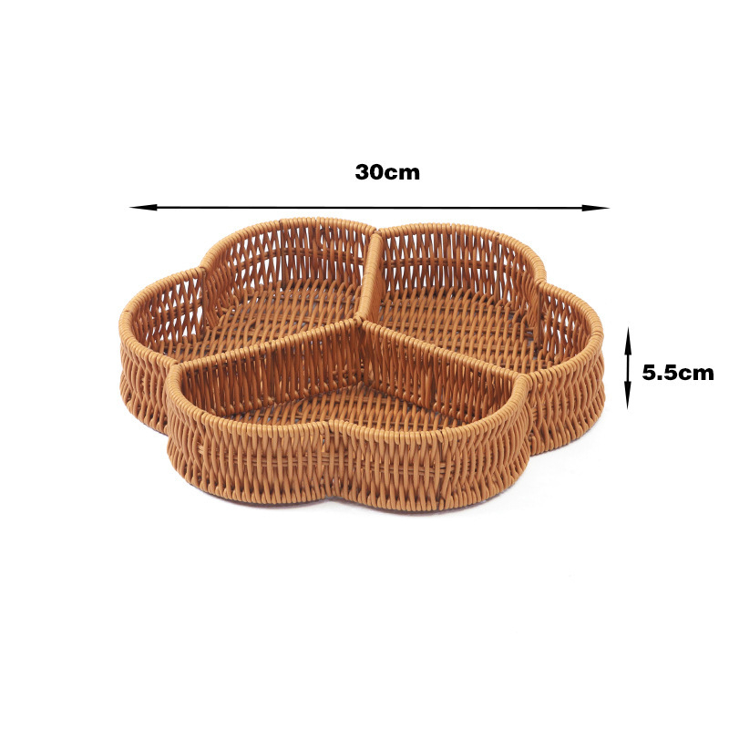 Πιατέλα φρούτων με ομοίωμα ρατάν, διαμερισμένη για φρούτα, λαχανικά και σνακ, υλικό PP, ρετρό στυλ πολυτελείας, αυτοεξυπηρέτηση