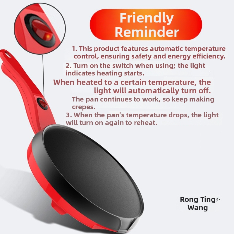 Elektrická panvica na palacinky a jarné rolky, kompaktný vaflový pan, 600W, jednostranné vykurovanie, mechanické ovládanie