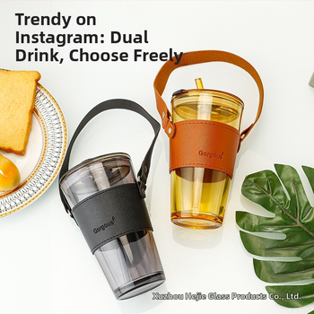 Staklena čaša za vodu s užetom i poklopcem, za parove, pogodna za ured i dom, visok kapacitet šalice za kavu