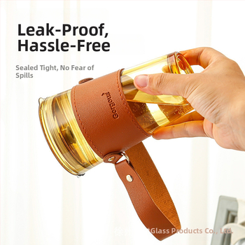 Staklena čaša za vodu s užetom i poklopcem, za parove, pogodna za ured i dom, visok kapacitet šalice za kavu
