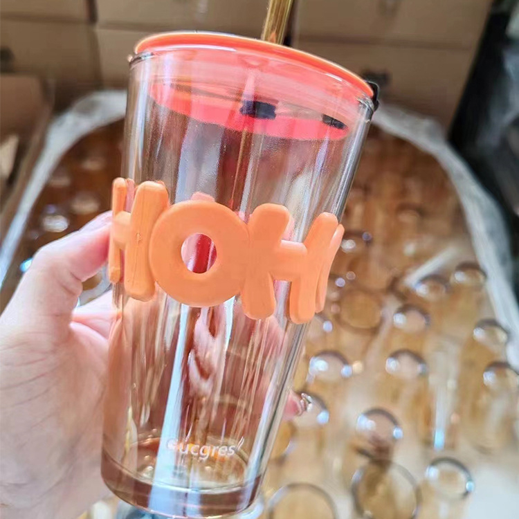 Staklena čaša za vodu s užetom i poklopcem, za parove, pogodna za ured i dom, visok kapacitet šalice za kavu