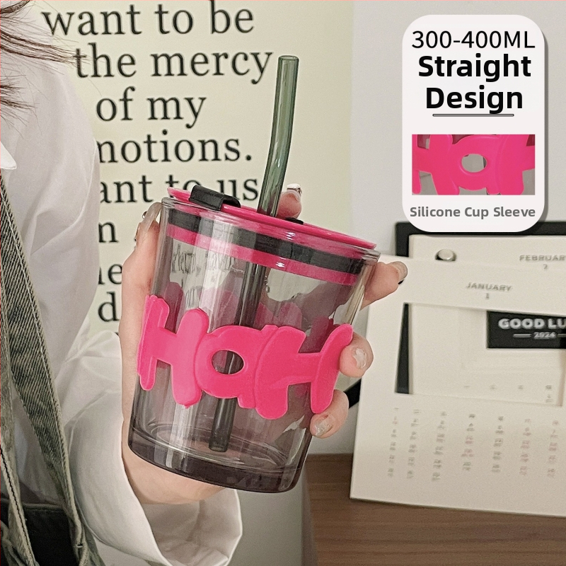 Staklena čaša za vodu s užetom i poklopcem, za parove, pogodna za ured i dom, visok kapacitet šalice za kavu