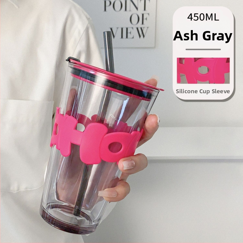 Staklena čaša za vodu s užetom i poklopcem, za parove, pogodna za ured i dom, visok kapacitet šalice za kavu