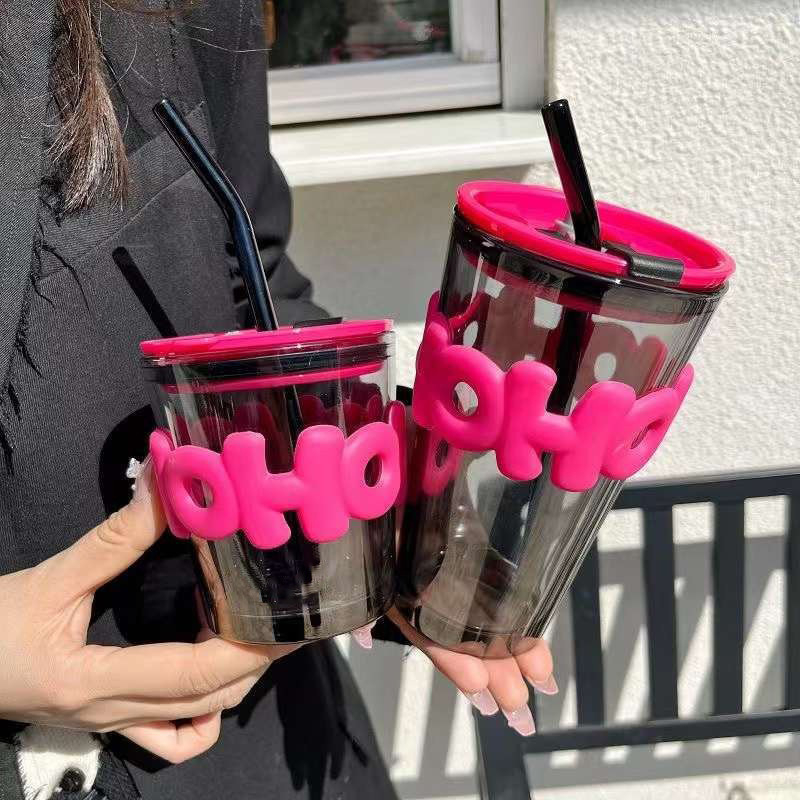 Staklena čaša za vodu s užetom i poklopcem, za parove, pogodna za ured i dom, visok kapacitet šalice za kavu