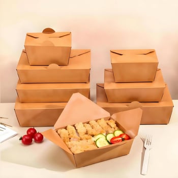 Jednokratna kutija za obrok od kraft papira, pravokutna kutija za dostavu, 200 setova po pakiranju, biorazgradiva, mogućnost prilagodbe i ispisa logotipa