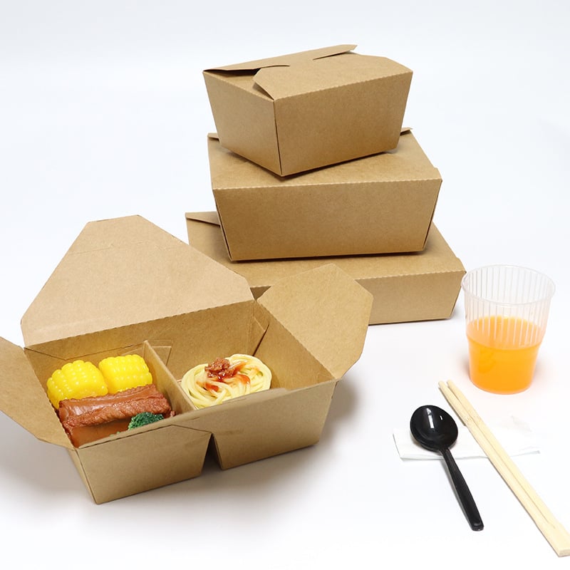 Jednokratna kutija za obrok od kraft papira, pravokutna kutija za dostavu, 200 setova po pakiranju, biorazgradiva, mogućnost prilagodbe i ispisa logotipa