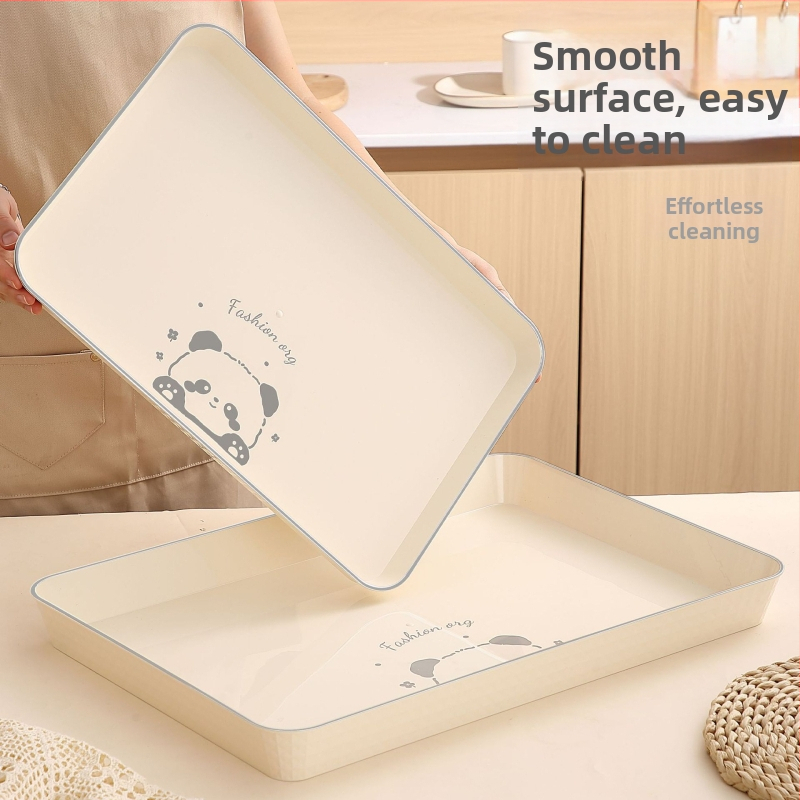 Obdĺžnikový tanier na čaj, plastový, ručne vyrobený, hrubší dizajn pre catering, japonský štýl, jednoduchý štýl; vhodný na čaj, poháre, ovocie a kávové dezerty