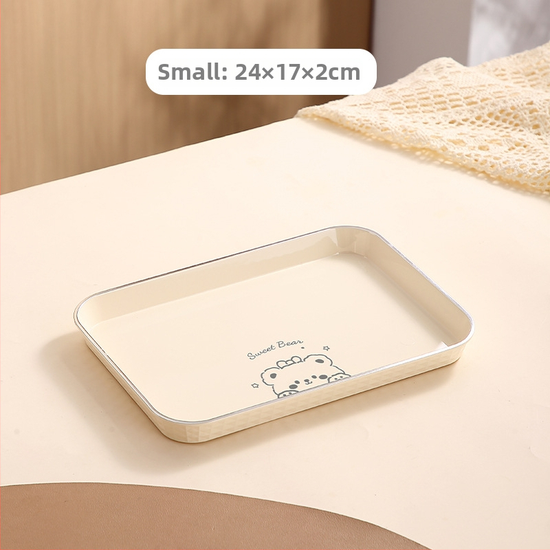 Obdĺžnikový tanier na čaj, plastový, ručne vyrobený, hrubší dizajn pre catering, japonský štýl, jednoduchý štýl; vhodný na čaj, poháre, ovocie a kávové dezerty