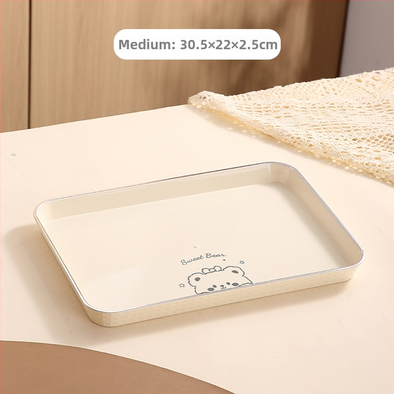 Obdĺžnikový tanier na čaj, plastový, ručne vyrobený, hrubší dizajn pre catering, japonský štýl, jednoduchý štýl; vhodný na čaj, poháre, ovocie a kávové dezerty