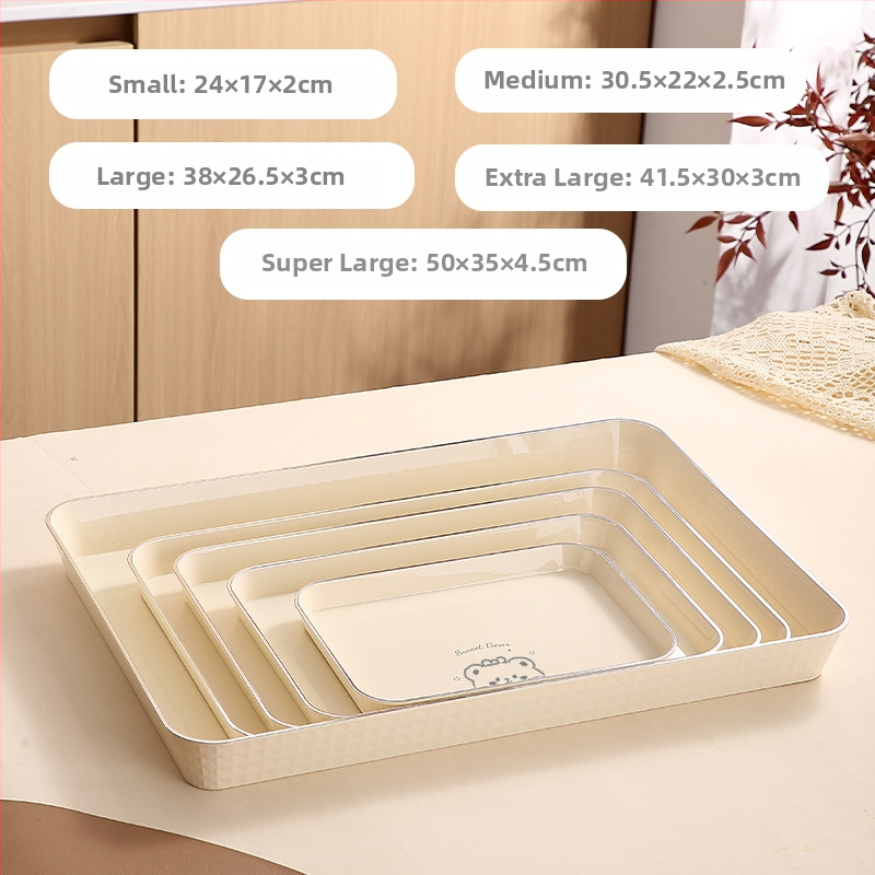 Obdĺžnikový tanier na čaj, plastový, ručne vyrobený, hrubší dizajn pre catering, japonský štýl, jednoduchý štýl; vhodný na čaj, poháre, ovocie a kávové dezerty
