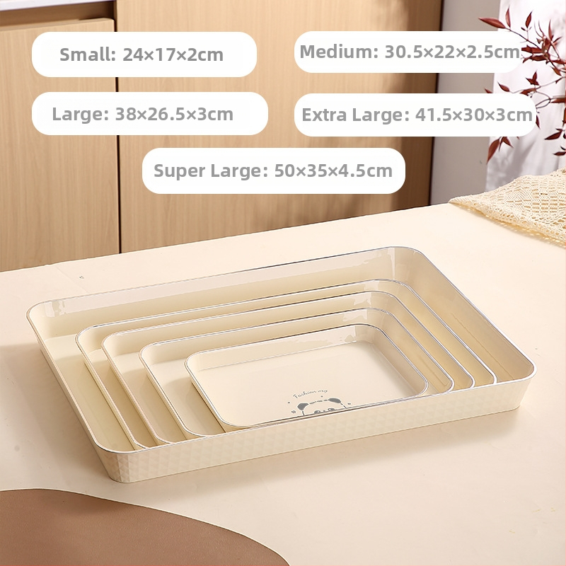 Obdĺžnikový tanier na čaj, plastový, ručne vyrobený, hrubší dizajn pre catering, japonský štýl, jednoduchý štýl; vhodný na čaj, poháre, ovocie a kávové dezerty