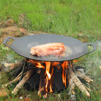 Okrugla željezna tava za roštilj s Maifan kamenom – bezdimna, nelepiva, jednostavna za čišćenje, 1,5 kg, za kampiranje