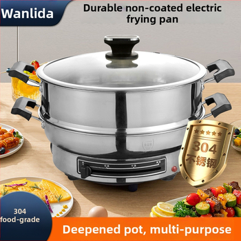 Elektrická panvica z nerezovej ocele, 1500 W, 220 V, vhodná pre 6+ porcií.