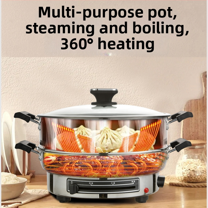 Elektrická panvica z nerezovej ocele, 1500 W, 220 V, vhodná pre 6+ porcií.