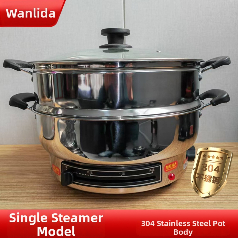 Elektrická panvica z nerezovej ocele, 1500 W, 220 V, vhodná pre 6+ porcií.