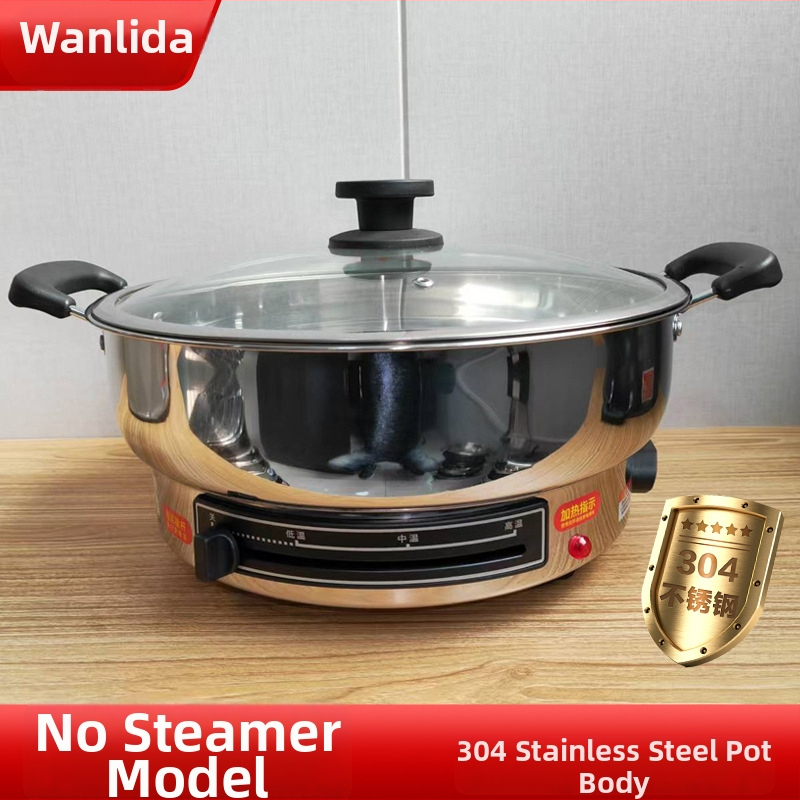 Elektrická panvica z nerezovej ocele, 1500 W, 220 V, vhodná pre 6+ porcií.