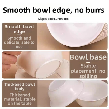 Jednorazová misa z ryžovej šupky, potravinárska plastová, hrubšia, odolná voči vysokým teplotám, 350 ml