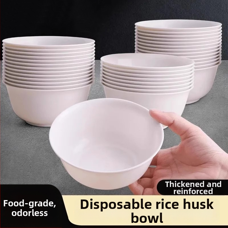Jednorazová misa z ryžovej šupky, potravinárska plastová, hrubšia, odolná voči vysokým teplotám, 350 ml