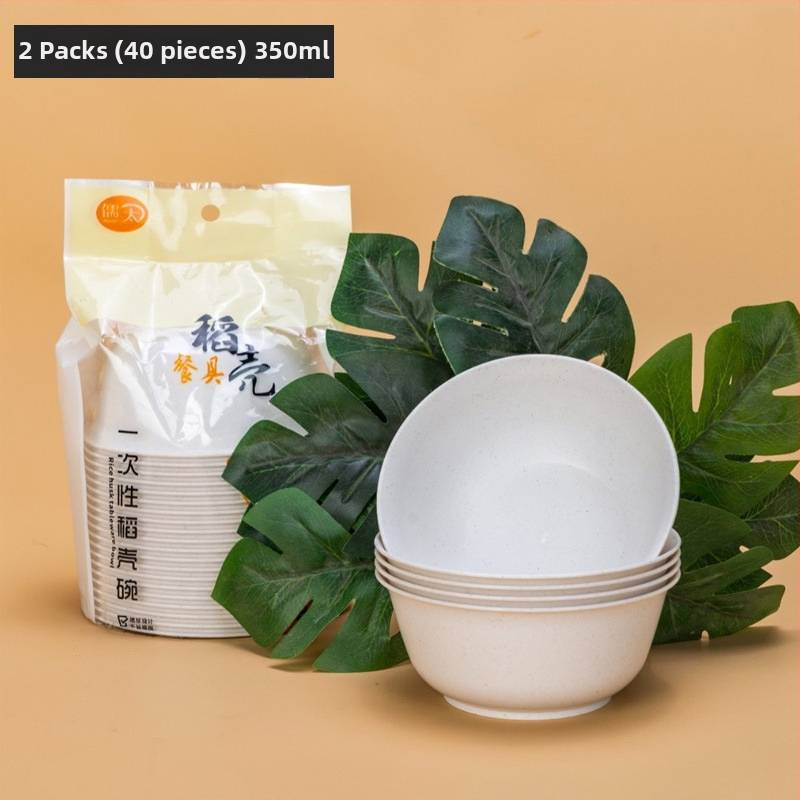 Jednorazová misa z ryžovej šupky, potravinárska plastová, hrubšia, odolná voči vysokým teplotám, 350 ml