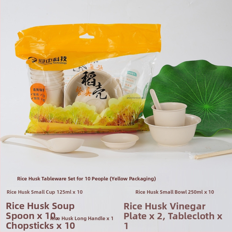 Jednorazová misa z ryžovej šupky, potravinárska plastová, hrubšia, odolná voči vysokým teplotám, 350 ml