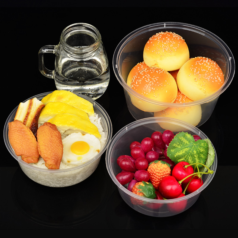 Κυκλικό πλαστικό μπολ μίας χρήσης με καπάκι, διαφανές δοχείο για take-out γεύματα