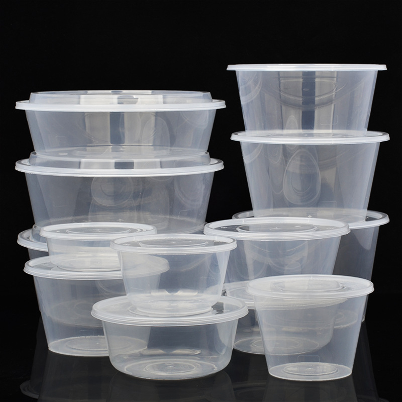 Κυκλικό πλαστικό μπολ μίας χρήσης με καπάκι, διαφανές δοχείο για take-out γεύματα