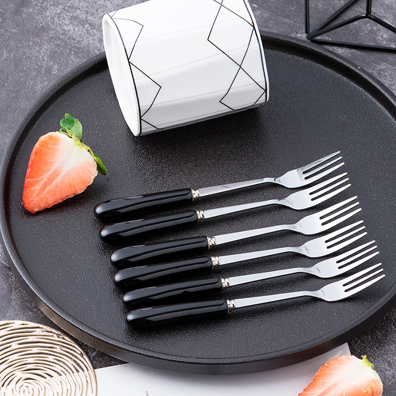 Set vilica za voće s keramičkim držačem, nordijski stil, minimalistička geometrija, logo tiskano, prilagodljivo