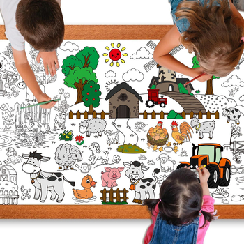 Față de masă de unică folosință pentru copii – DIY desen animat, masă de hârtie, stil poster pentru activități, potrivită pentru zile de naștere, Crăciun și Halloween