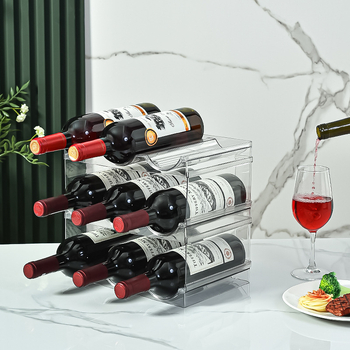 Desktop stalak za vino s više pretinaca za boce, 1-5 razina, PET materijal, bez bušenja, moderni minimalistički dizajn