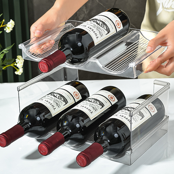 Desktop stalak za vino s više pretinaca za boce, 1-5 razina, PET materijal, bez bušenja, moderni minimalistički dizajn