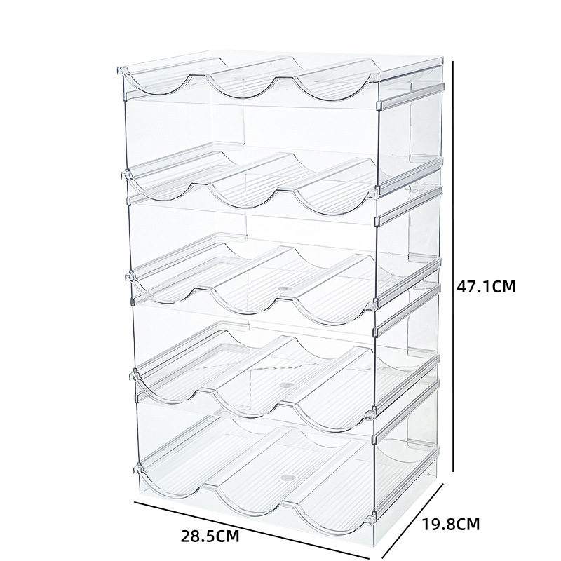 Desktop stalak za vino s više pretinaca za boce, 1-5 razina, PET materijal, bez bušenja, moderni minimalistički dizajn