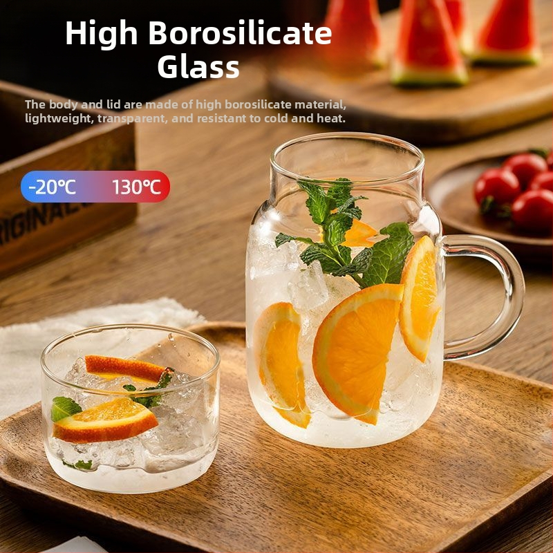 Sada sklenených pohárov na studenú vodu pre jednu osobu — sklo s vysokým borosilikátom, odolné voči výbuchom, teplotne odolné, veľká kapacita