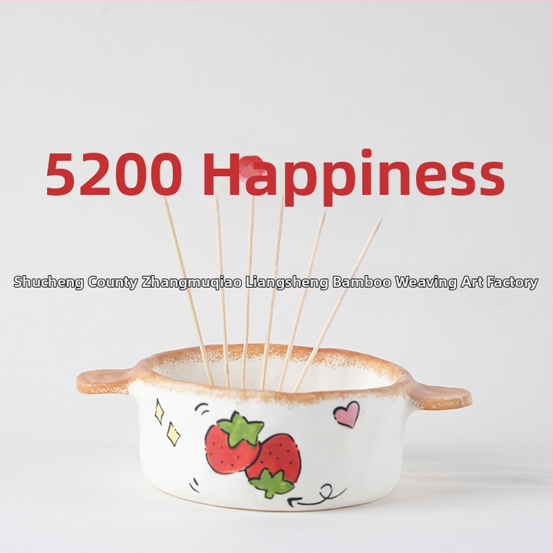 Bambusz nyárs rózsa-virágsokor motívummal és masnival – kandírozott gyümölcs és koktél díszítéséhez, 100 darabos csomag