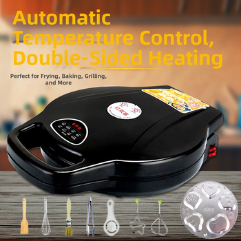 Elektrická panvica na palacinky s dvojstranným ohrevom, priemer 28–32 cm, výkon 1200–1500 W, ovládanie tlačidlami