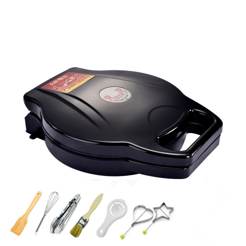 Електрически тиган за палачинки с двустранно нагряване, диаметър 28–32 см, мощност 1200–1500 W, управление с бутони