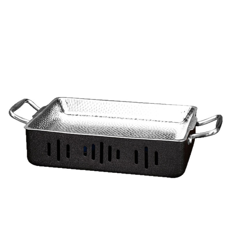 Riblji grill, nehrđajući čelik, četvrtasti oblik, bezdimni ugljeni grill, prijenosno, lako za čišćenje