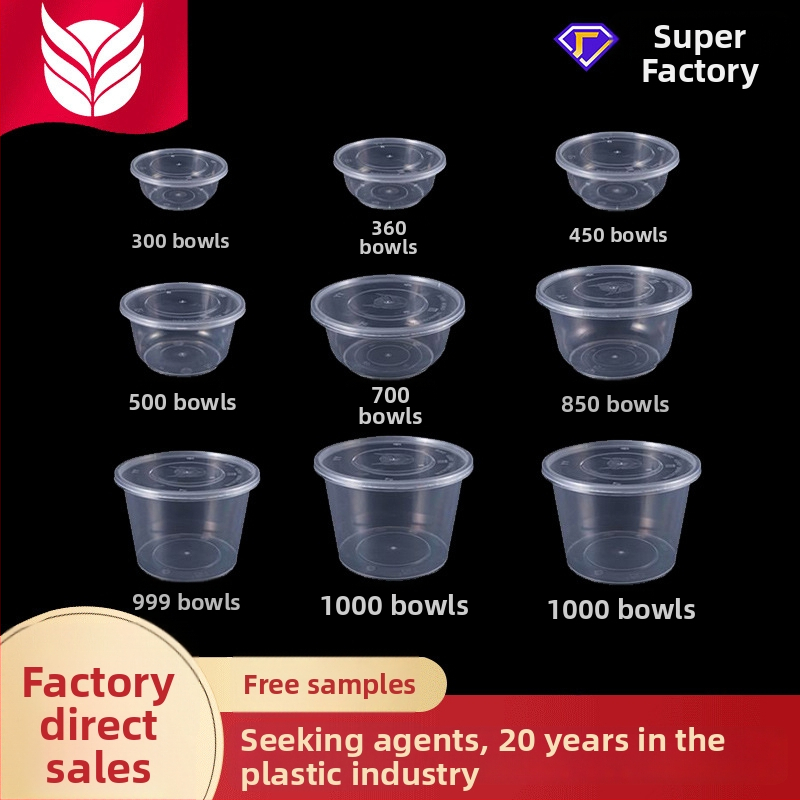 Jednokratna prozirna okrugla plastična zdjela za dostavu, ojačana, rok trajanja 1 godina